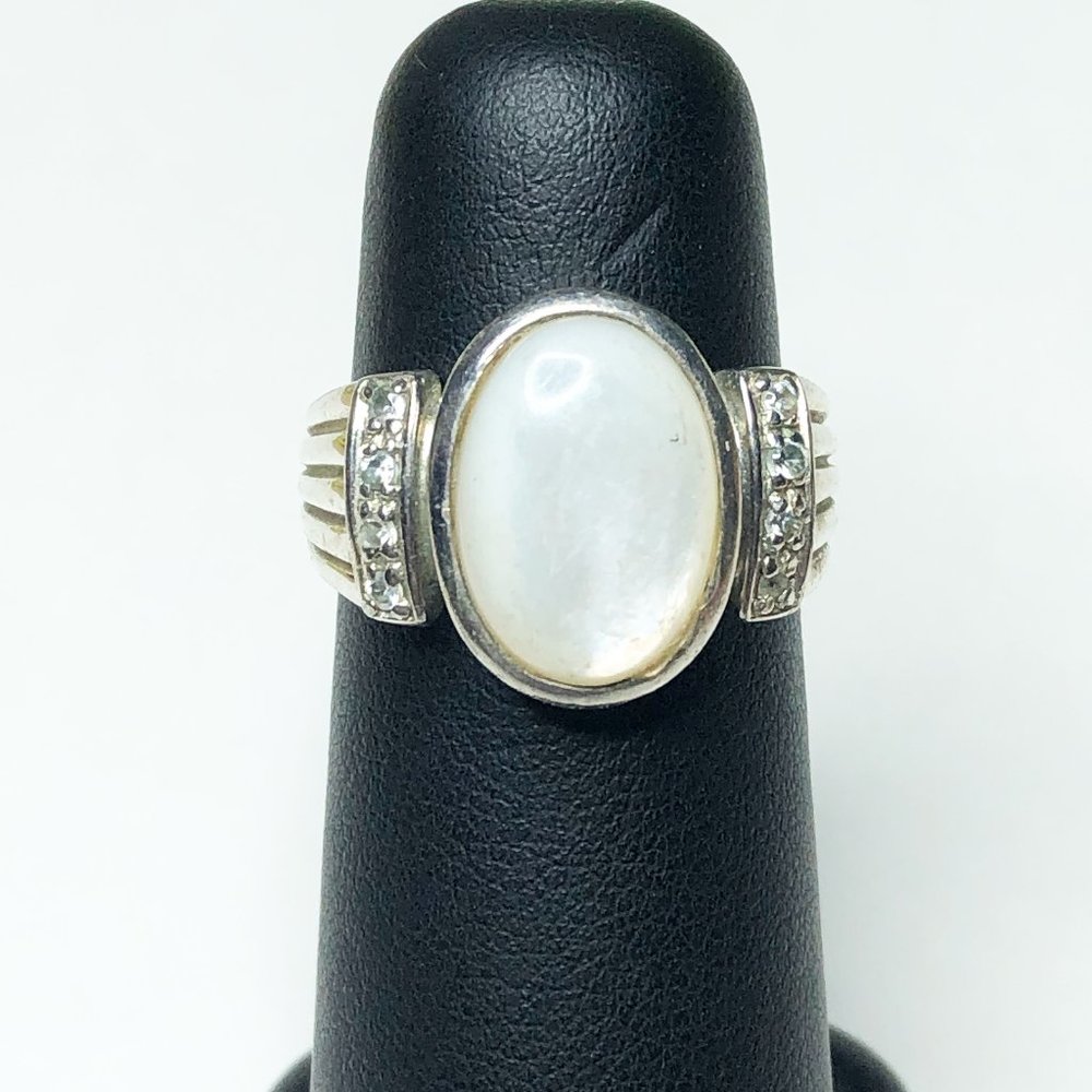 Sterling Ring w Mother of Pearl & CZ Accents